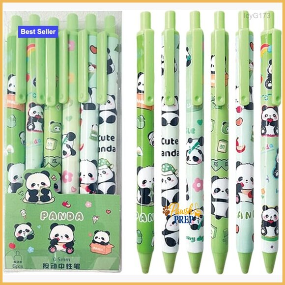 Other - 6-Pack Panda Gel Pens 0.5mm Retractable Office School Supplies